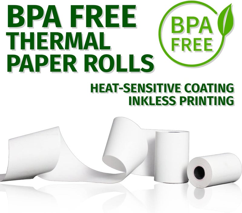 Gorilla Supply 55gsm 3 1/8 x 230 Thermal Paper Receipt Roll Clover Station Solo Duo TM-T88 T20 T90 Bixolon SRP-350 370, 3.125 x 230 ft Cash Register Paper, BPA Free, 10 Rolls - Image 2